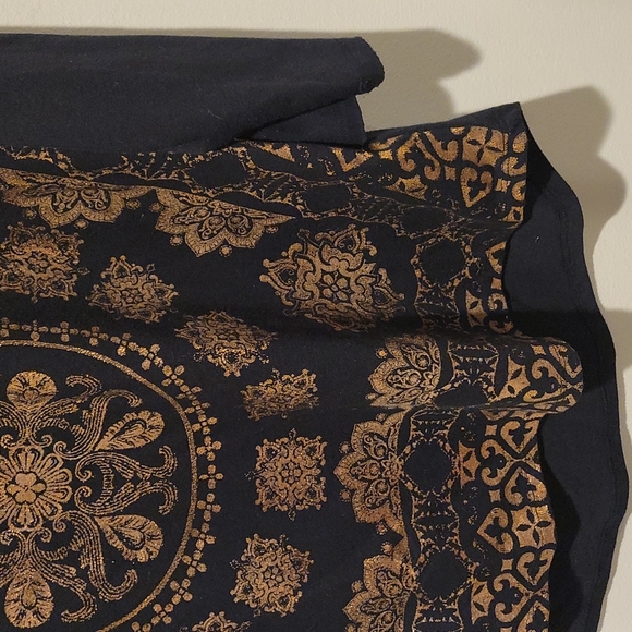 ❤️ LUCKY BRAND METALLIC PRINT 3/4 SLEEVE BOHO TOP, XL - Picture 3 of 5